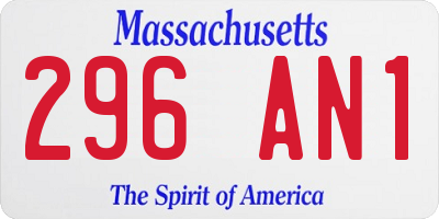MA license plate 296AN1