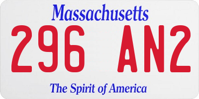 MA license plate 296AN2