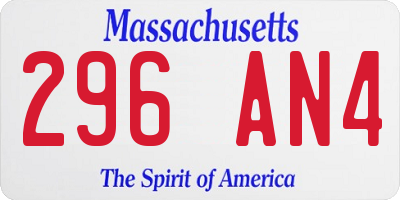 MA license plate 296AN4