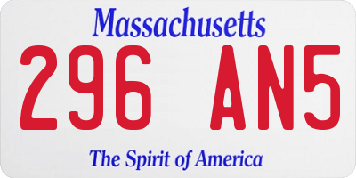 MA license plate 296AN5