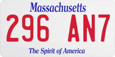 MA license plate 296AN7