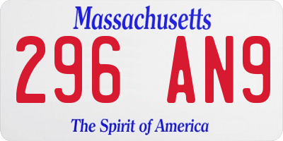 MA license plate 296AN9