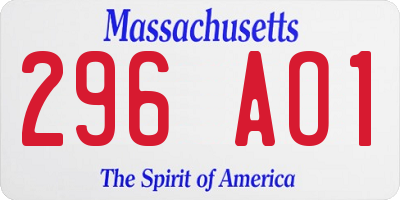 MA license plate 296AO1