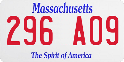 MA license plate 296AO9