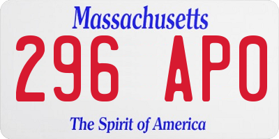 MA license plate 296AP0