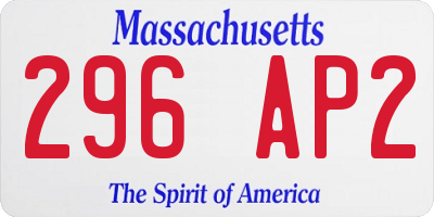 MA license plate 296AP2