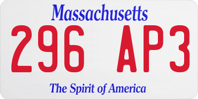 MA license plate 296AP3
