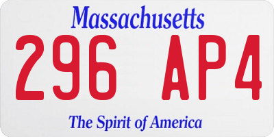 MA license plate 296AP4