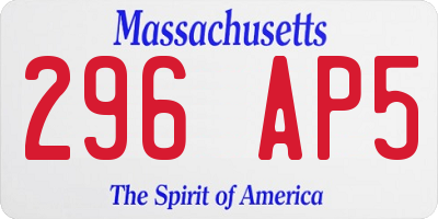 MA license plate 296AP5