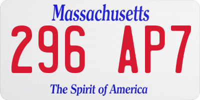MA license plate 296AP7