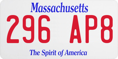MA license plate 296AP8