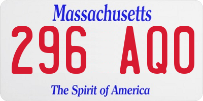 MA license plate 296AQ0