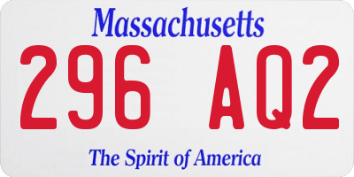 MA license plate 296AQ2