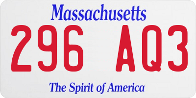 MA license plate 296AQ3