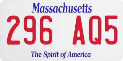 MA license plate 296AQ5