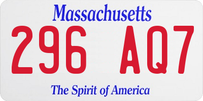 MA license plate 296AQ7
