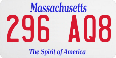 MA license plate 296AQ8