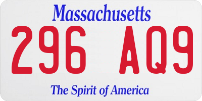 MA license plate 296AQ9