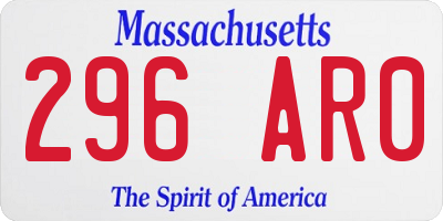 MA license plate 296AR0