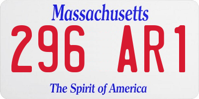 MA license plate 296AR1