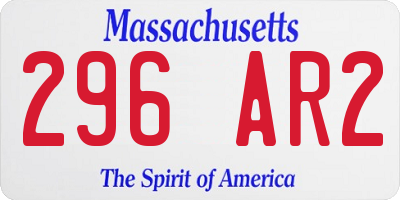 MA license plate 296AR2