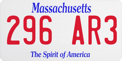 MA license plate 296AR3