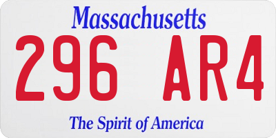 MA license plate 296AR4