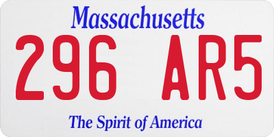 MA license plate 296AR5