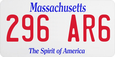 MA license plate 296AR6