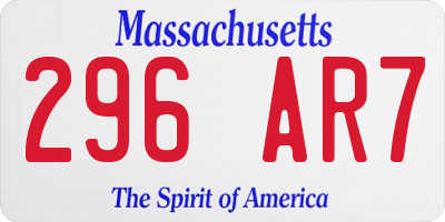 MA license plate 296AR7