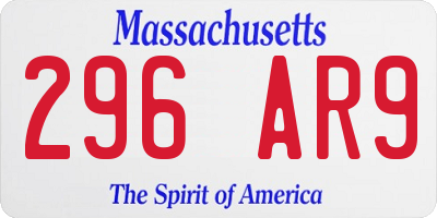 MA license plate 296AR9