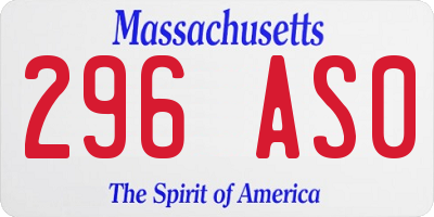 MA license plate 296AS0