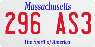 MA license plate 296AS3