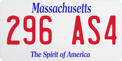 MA license plate 296AS4