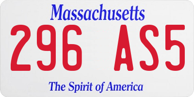 MA license plate 296AS5