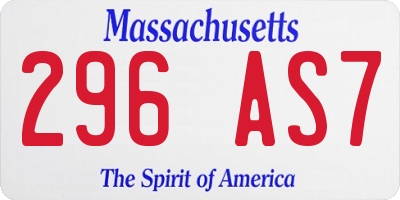 MA license plate 296AS7