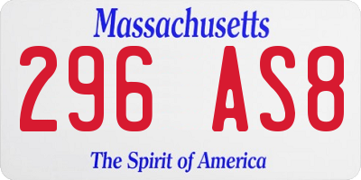 MA license plate 296AS8