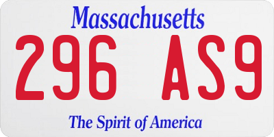MA license plate 296AS9