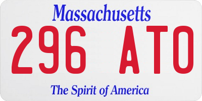 MA license plate 296AT0