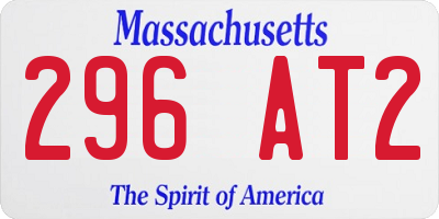 MA license plate 296AT2