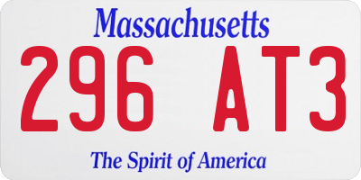 MA license plate 296AT3
