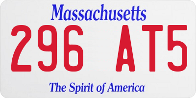 MA license plate 296AT5