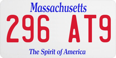 MA license plate 296AT9