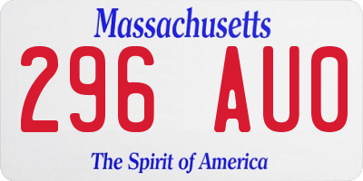 MA license plate 296AU0
