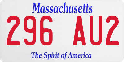MA license plate 296AU2