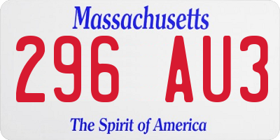 MA license plate 296AU3