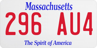 MA license plate 296AU4