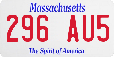 MA license plate 296AU5