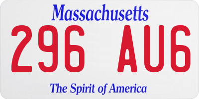 MA license plate 296AU6