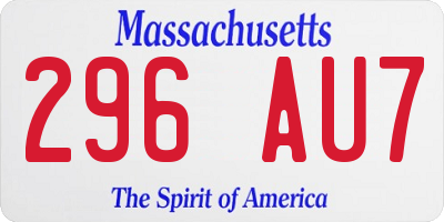MA license plate 296AU7